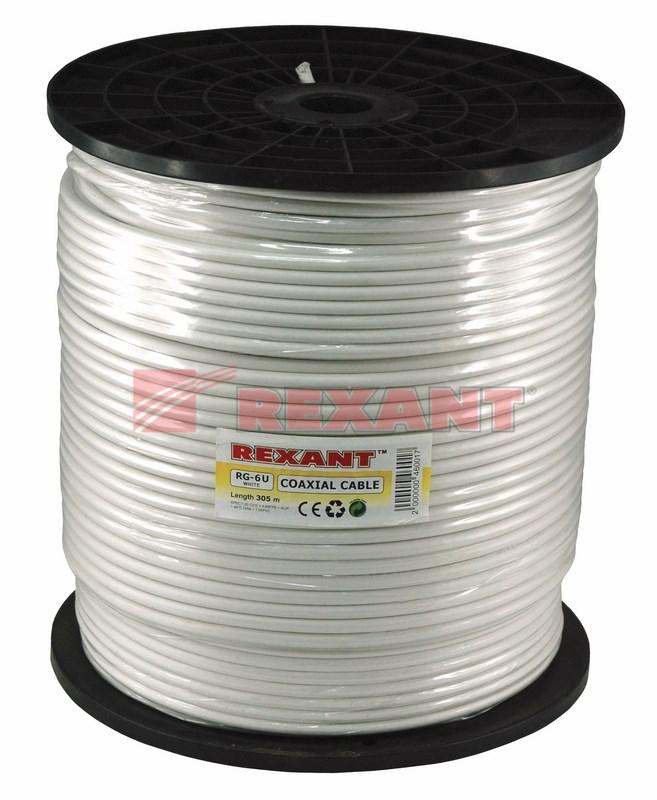 Кабель RG-6U, (64%), 75 Ом, 305м., белый | 01-2203 | REXANT — миниатюра 2