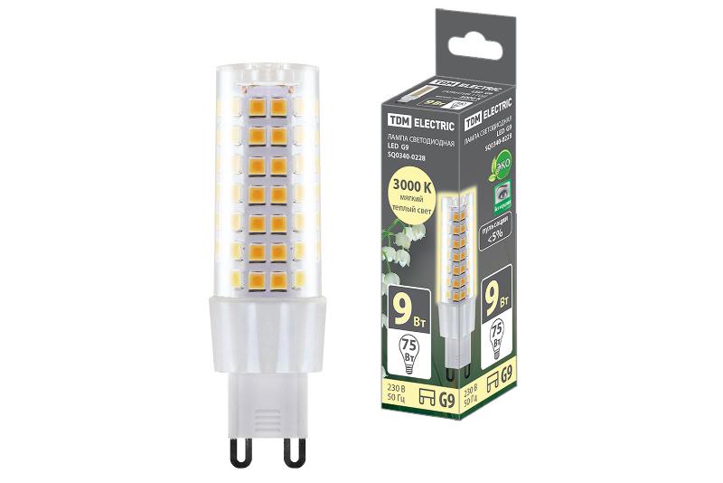 Лампа светодиодная G9-9 Вт-230 В-3000 К, SMD, 21,5x70,5 мм | SQ0340-0228 | TDM — фото 1 | Sento