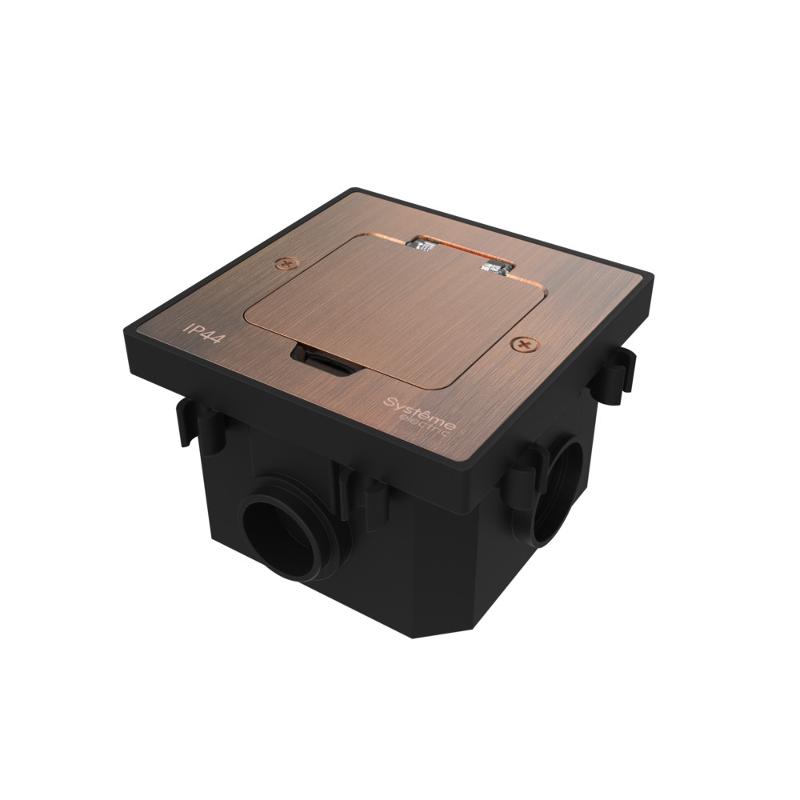 MultiDesk Лючок на 2 модуля IP44 с монтажной коробкой для бетонных полов МЕДЬ, тип MDK20 | MDK20202CC | SE — Systeme Electric