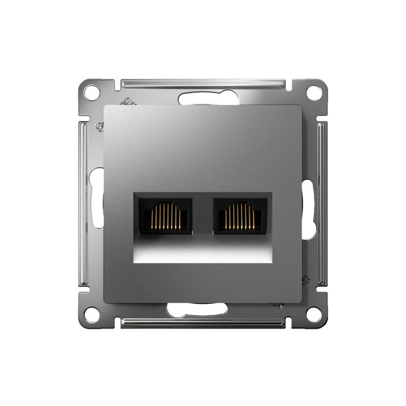 AtlasDesign Сталь Розетка 2-ая компьютерная RJ45+RJ45, кат.5E, механизм | ATN000985 | SE — миниатюра 2