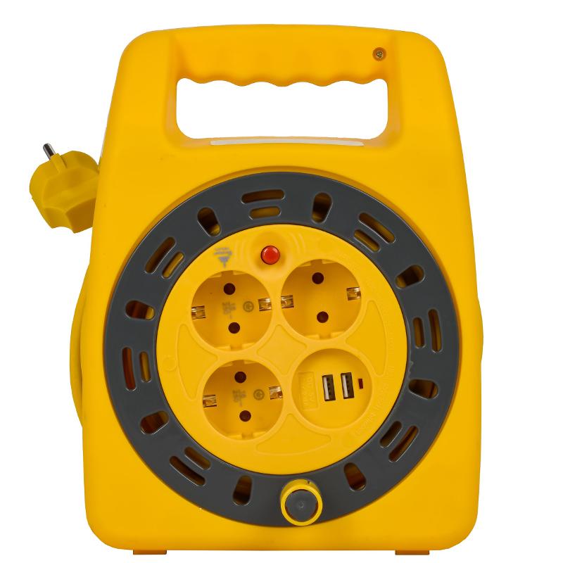 INDUSTRIAL Катушка УК15 2P+PE 3×1,5мм2 USBх2 LED 15м | IN-KP24-16-03-15-UL | IEK — миниатюра 4