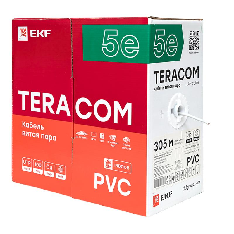 Кабель витая пара TERACOM PRO Cat.5E U/UTP 4 пары solid 24AWG цвет серый упак. 305м | TRP-5EUTP-04PVC-GY-IN3 | EKF — миниатюра 5