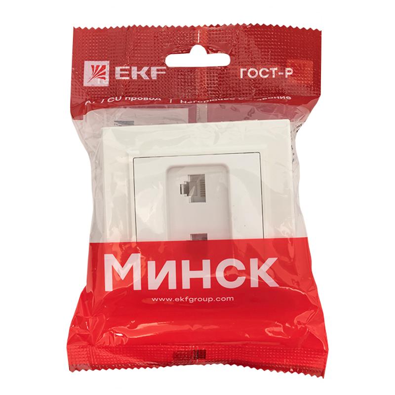 Розетка RJ-45 2-местная СП Минск  белая EKF | ERK02-035-10 | EKF — миниатюра 7