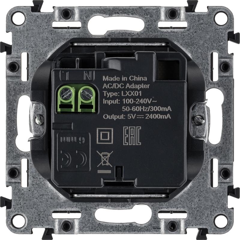 Valena LIFE DIY Белый Розетка 2-ая USB 240В/5В 1500мА — миниатюра 2