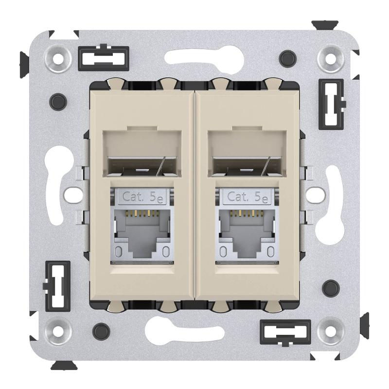 Розетка RJ-45 в стену, 5e двойная экранированная, Avanti, "Ванильная дымка" | 4405364 | DKC — миниатюра 2