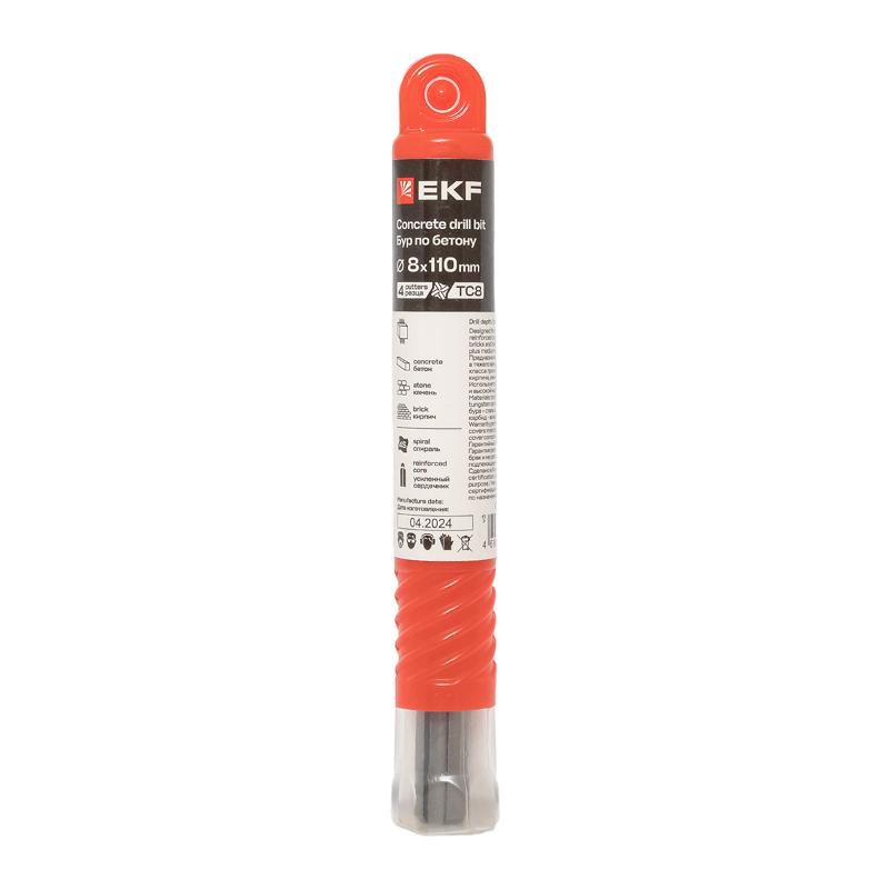 Бур по бетону SDS-plus 8х110 мм (4 резца)  Professional | db-8-110-4x4-ue | EKF — миниатюра 7