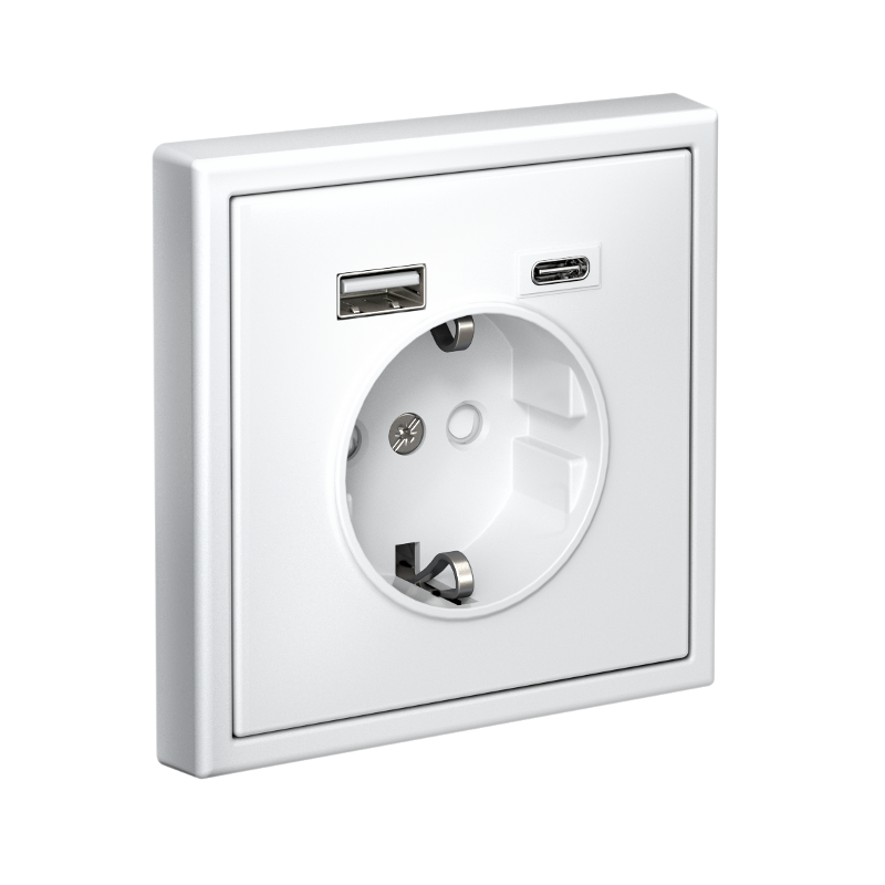 ArtGallery Белый Розетка 16А с 2 USB A+C, 5В/2,4А/3,0А, 2х5В/1,5А, механизм | GAL000132 | SE — миниатюра 2