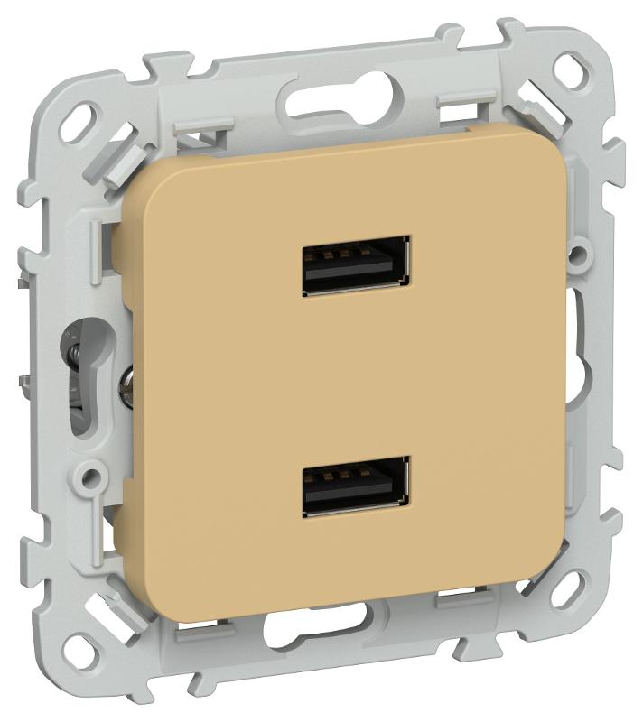 FLITE Розетка USB A+A 2,1А РЮ-2-ФлШм шамуа | FI-U21-D31-K89 | IEK — фото 1 | Sento