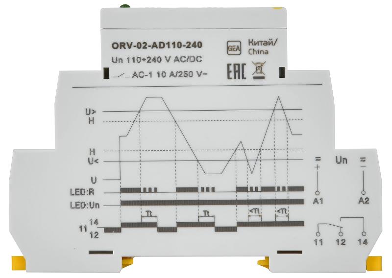 Реле повыш.напряжения ORV. 1ф 110-240 В AC/DC | ORV-02-AD110-240 | IEK — миниатюра 3