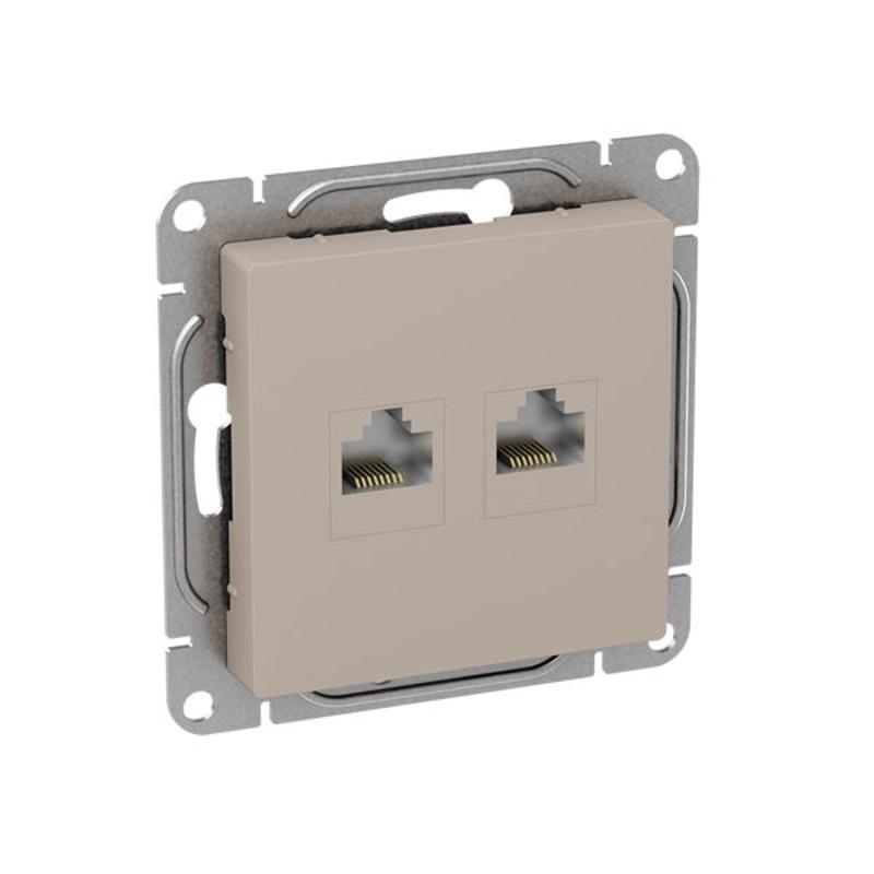 Механизм розетки RJ45 - 2шт, (cat5), кремовый Эпика  |UP1-SOI-2RJ45-5| EKF — миниатюра 3