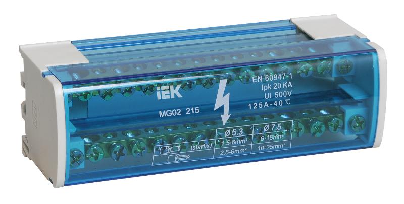 Шины на DIN-рейку в корпусе (кросс-модуль) L+PEN 2х15  | YND10-2-15-125 | IEK — IEK (ИЭК)