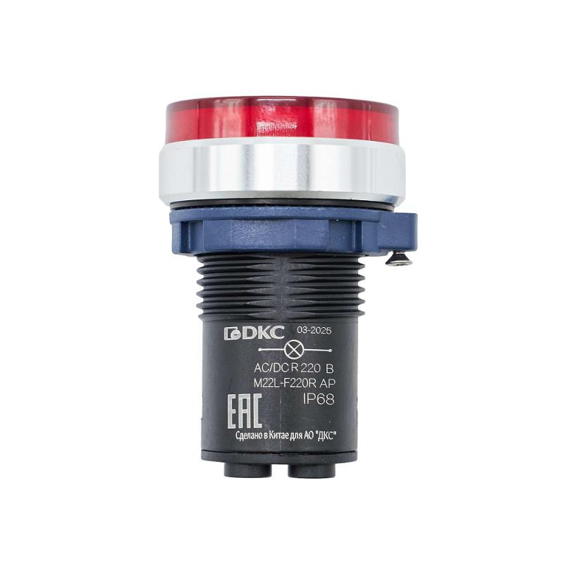 Сигнальный индикатор со встроенным диодом 220В, красный, алюминий, зажим Plug-In | M22L-F220RAP | DKC — миниатюра 2