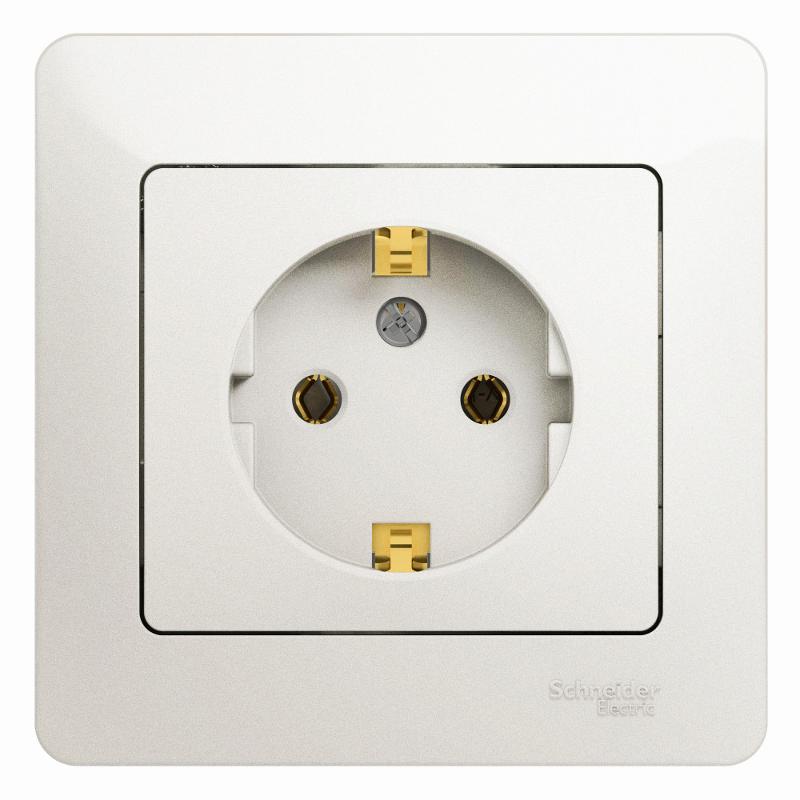 Glossa Перламутр Розетка с заземлением, 16А (в сборе) | GSL000642 | SE — Systeme Electric