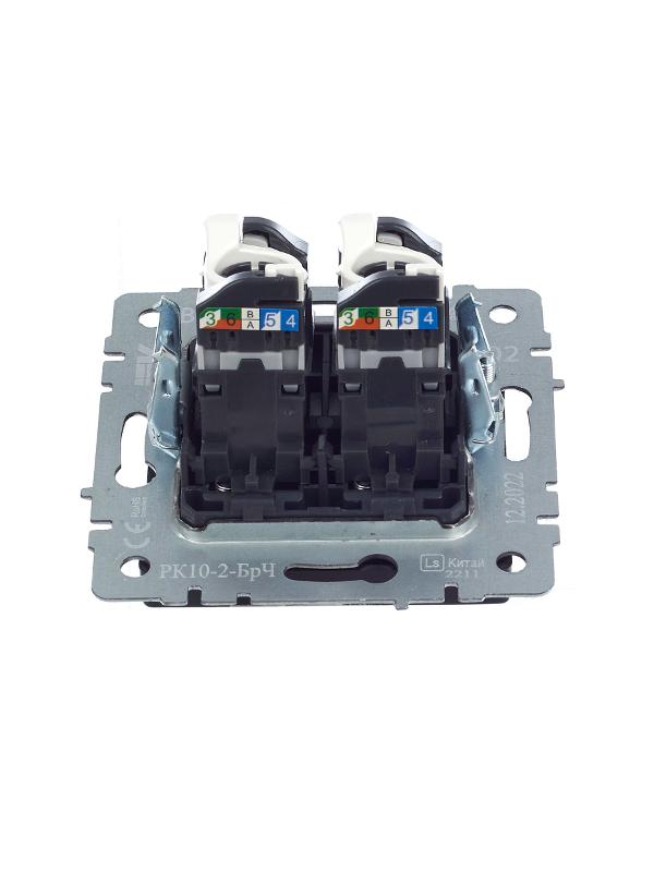 BRITE Розетка компьютерная 2-ая RJ45 кат.5E РК10-2-БрЧ черный | BR-K20-1-K02 | IEK — миниатюра 6