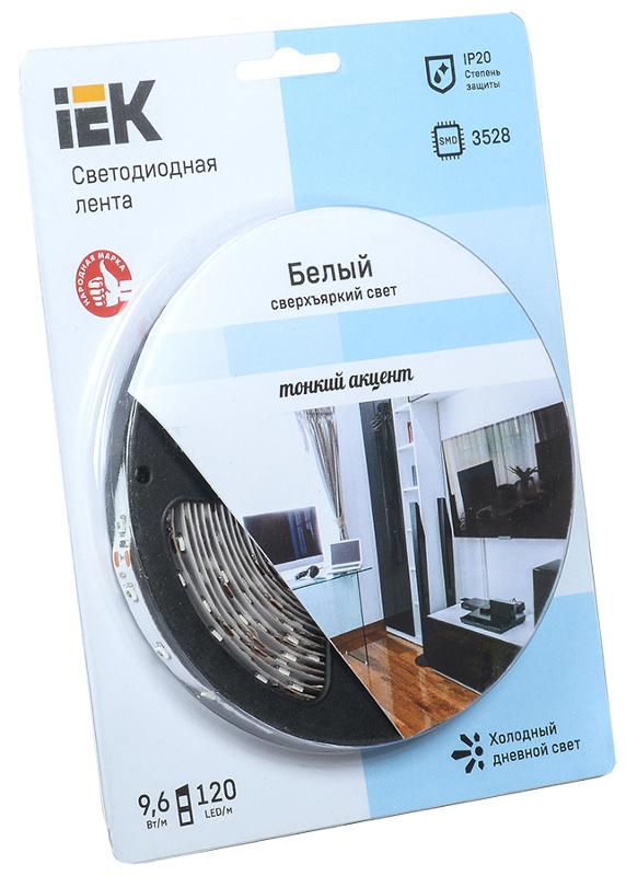 Лента светодиодная 5м блистер LSR-3528W120-9.6-IP20-12V -eco | LSR1-2-120-20-1-05 | IEK — IEK (ИЭК)