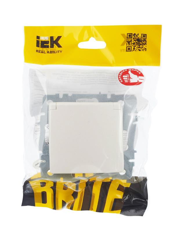 BRITE Розетка с заземлением со шторками с крышкой 16А IP20 РСбш10-3-БрЖ жемчужный  | BR-R16-16-K36 | IEK — миниатюра 3
