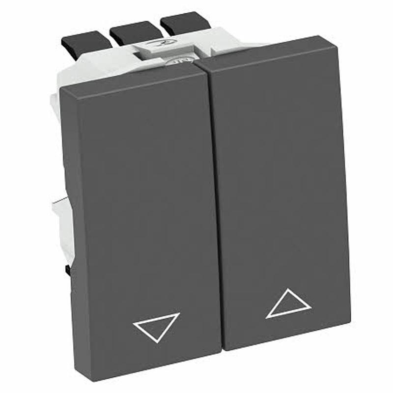 Выключатель для рольставней двухклавишный 1-полюс 10A 250В 1 модуль Modul45, 45х45мм черный | 6120952 | OBO Bettermann — миниатюра 2