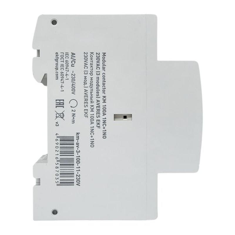 Контактор модульный КМ 100А 1NC+1NO 230VAC (3 мод.) AVERES | km-av-3-100-11-230V | EKF — миниатюра 4