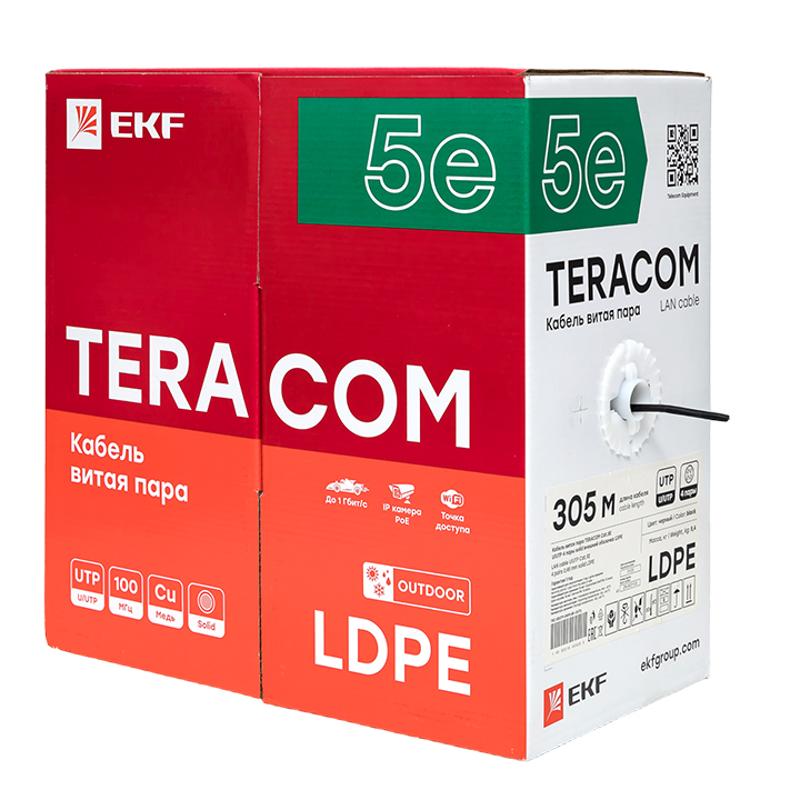Кабель витая пара TERACOM PRO Cat.5E U/UTP 4 пары solid внешний 24AWG черный упак. 305м | TRP-5EUTP-04PE-BK-OUT3 | EKF — миниатюра 4
