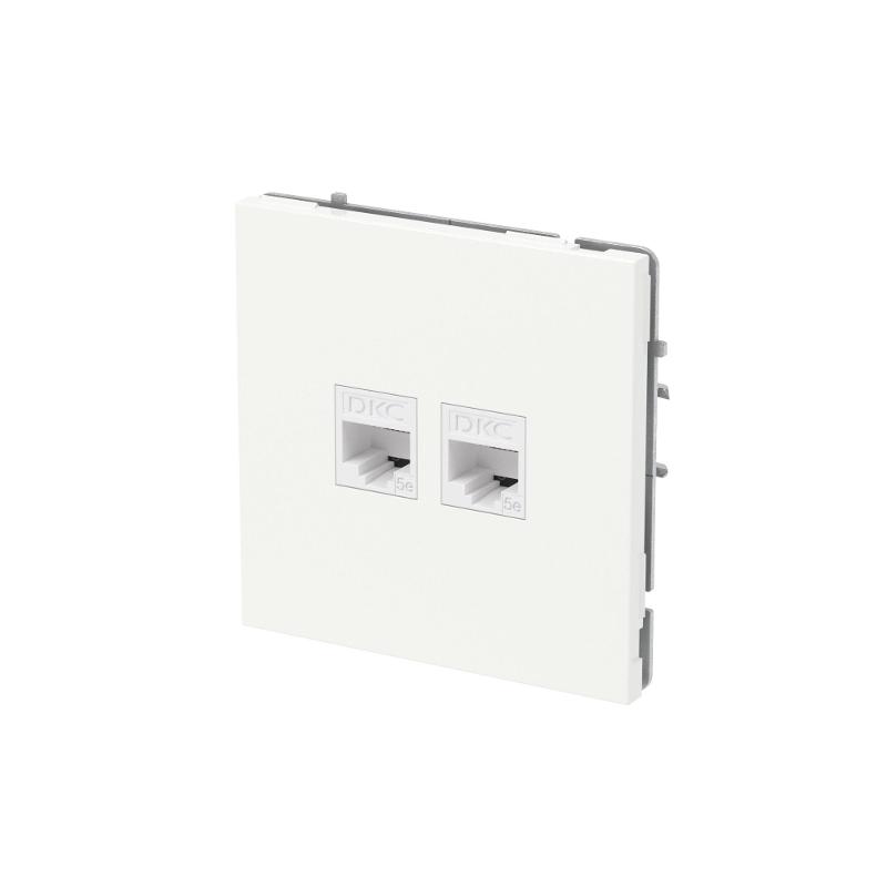 Компьютерная розетка RJ-45 без шторки, кат.5е двойная, KANT, белая магнолия | 7000664 | DKC — миниатюра 2