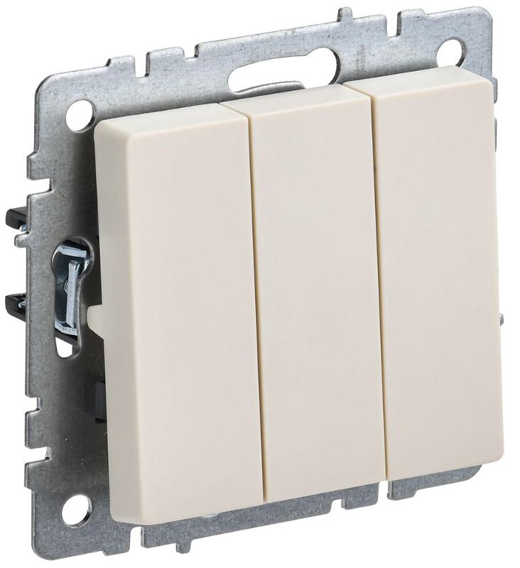 BRITE Выключатель 3-клавишный 10А ВС10-3-0-БрКр бежевый | BR-V30-0-10-K10 | IEK — IEK (ИЭК)