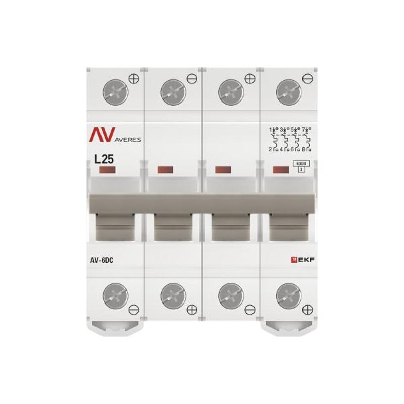 Выключатель автоматический AV-6 DC 4P 25A (L) 6kA AVERES | mcb6-DC-4-25L-av | EKF — миниатюра 4