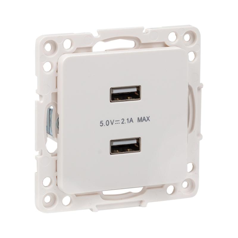 Стокгольм Механизм Розетки USB 2-местной 2,1А белый PROxima | EYR16-028-10-2USB | EKF — миниатюра 2