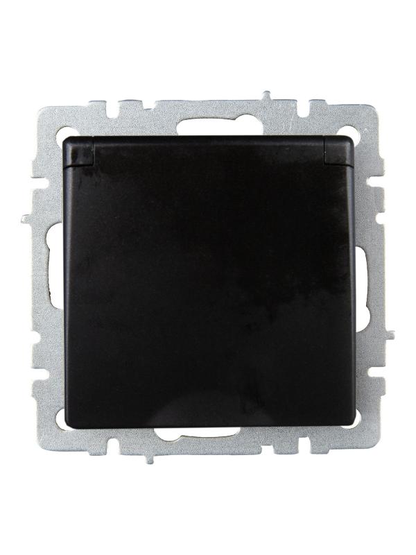 BRITE Розетка с заземлением со шторками с крышкой 16А IP20 РСбш10-3-БрЧ черный  | BR-R16-16-K02 | IEK — миниатюра 2