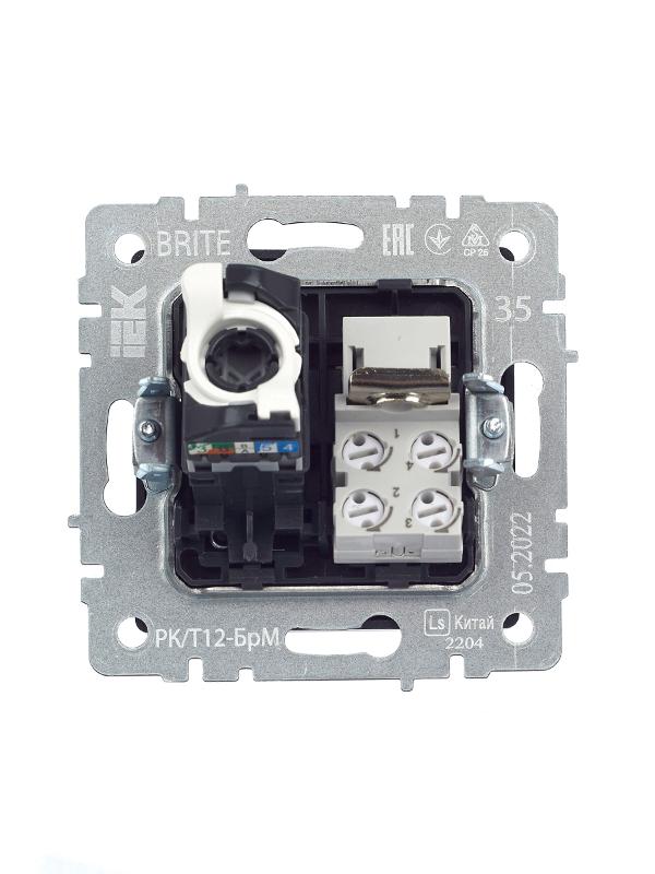 BRITE Розетка двойная RJ11+RJ45 кат.5E РК/Т12-БрМ маренго  | BR-KT20-O-1-K35 | IEK — миниатюра 5