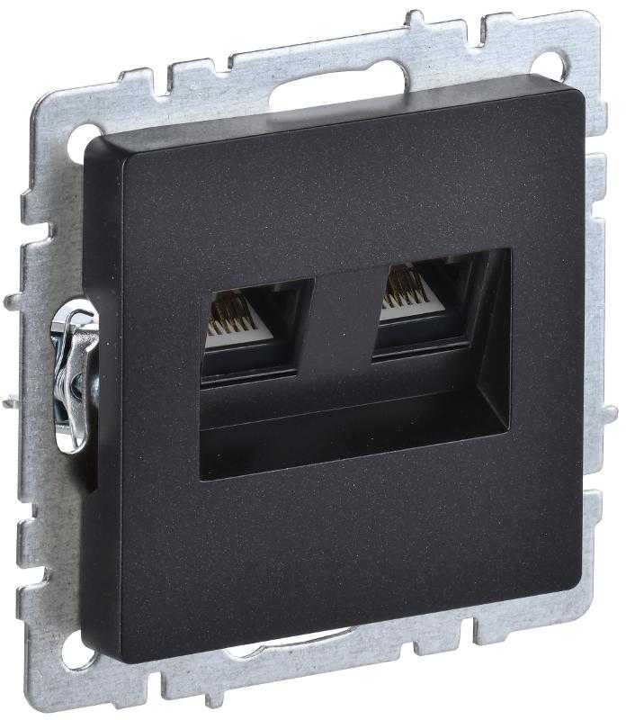 BRITE Розетка компьютерная 2-ая RJ45 кат.5E РК10-2-БрЧ черный | BR-K20-1-K02 | IEK — миниатюра 1
