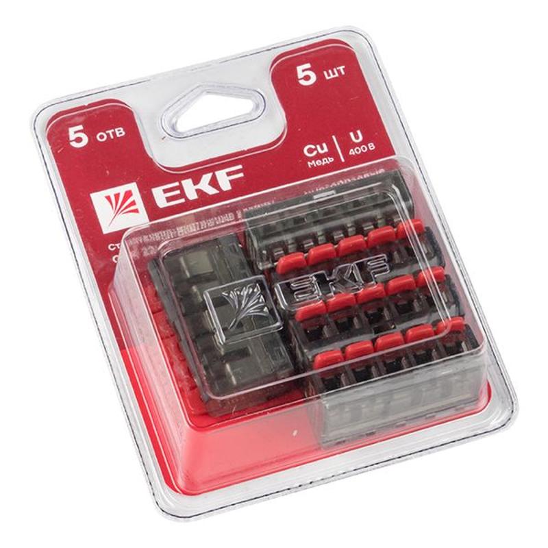 Клемма СМК 221-415 5 отверстий 0.2-4.0 мм2 блистер (5шт.) PROxima | plc-smk-221-415b | EKF — EKF