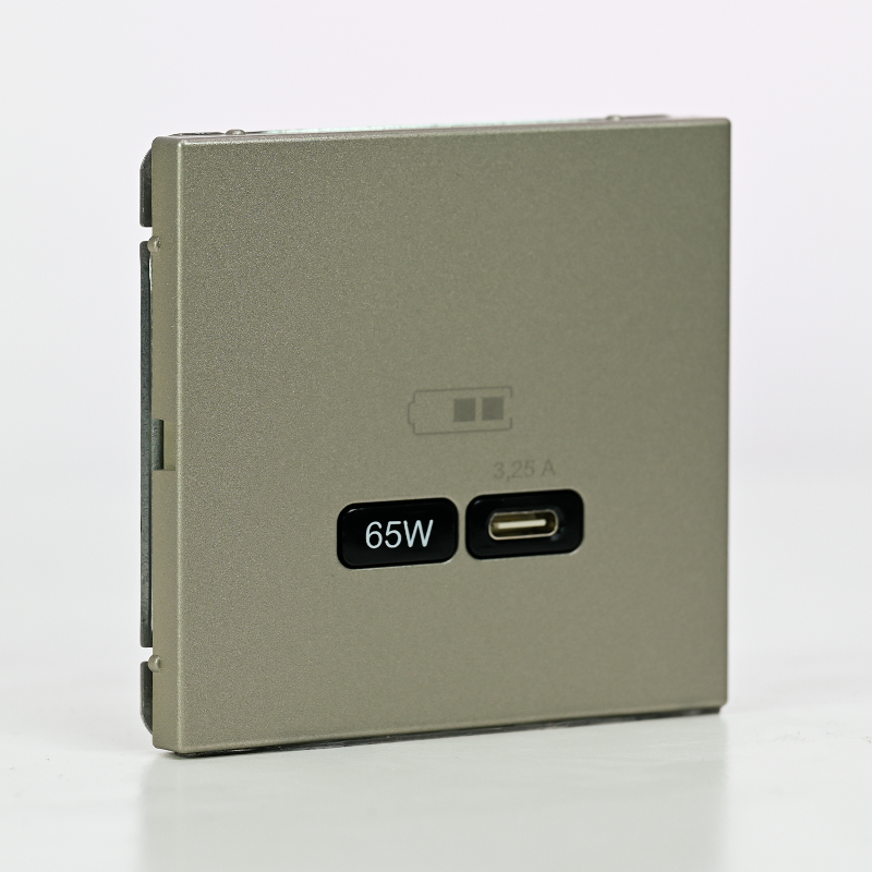 ArtGallery Шампань Розетка USB тип-С 65Вт высокоскор.заряд. QC, PD, механизм | GAL000527 | SE — миниатюра 2