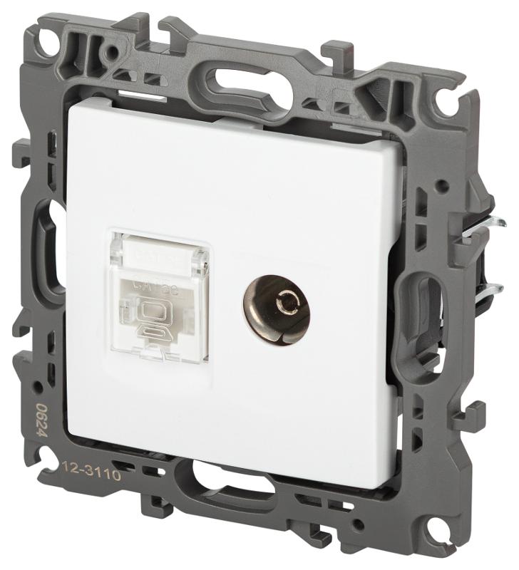 Розетка ЭРА Серия 12 12-3110-01М комбинированная RJ45+TV, белый матовый  | Б0065691 | ЭРА — миниатюра 3