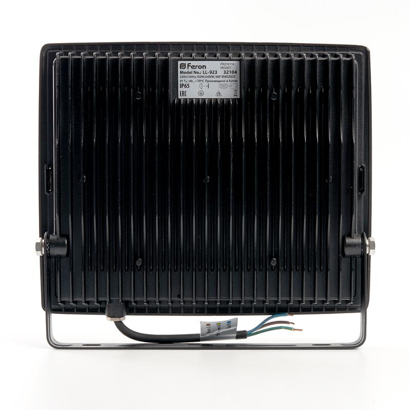 Прожектор светодиодный LL-923 150W 6400K IP65 AC220V/50Hz, черный 339*272*34 мм | 32104 | Feron — миниатюра 2