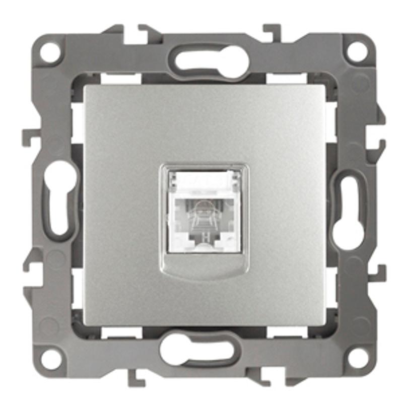 Розетка телефонная 12-3105-03 RJ11,  алюминий  |Б0014713 | ЭРА — миниатюра 1