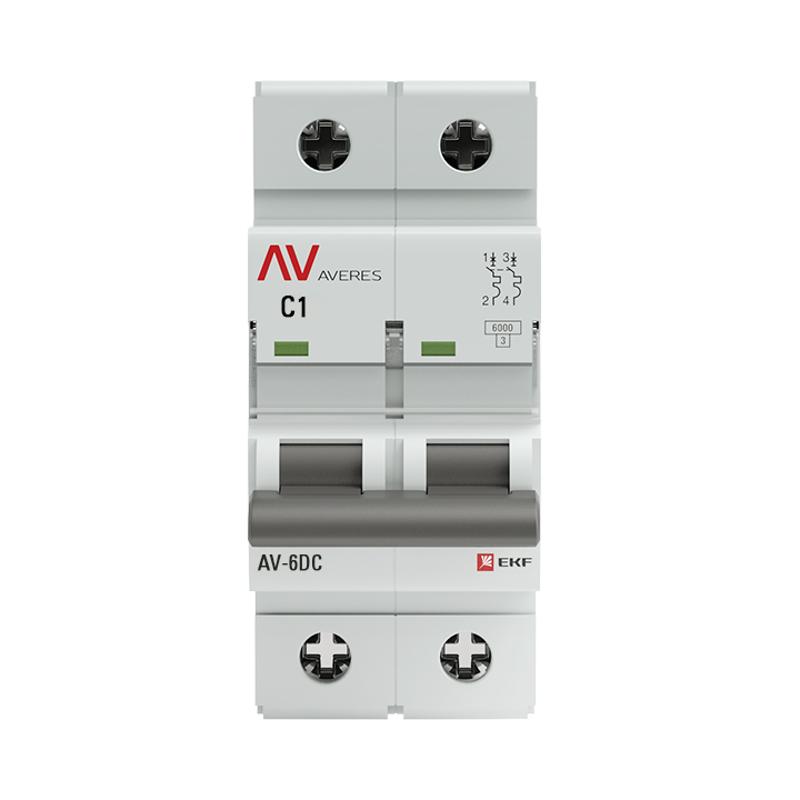 Выключатель автоматический двухполюсный AV-6 DC 1А C 6кА AVERES | mcb6-DC-2-01C-av | EKF — миниатюра 2