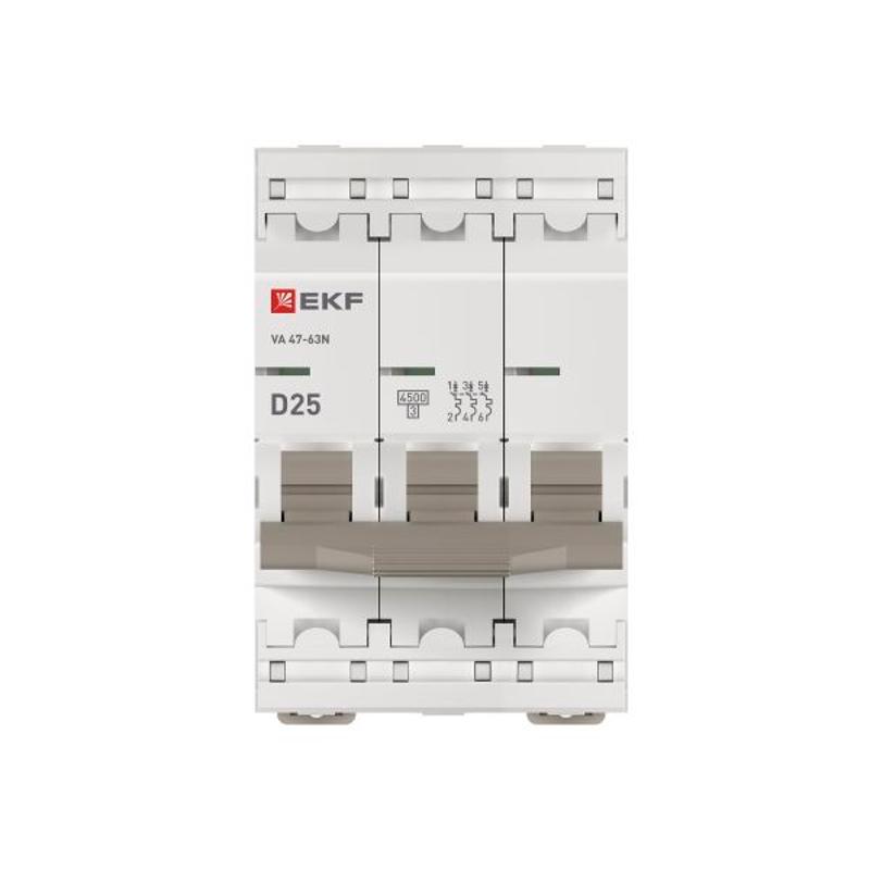 Выключатель автоматический ВА 47-63N 3P 25А (D) 4,5 кА PROXIMA |M634325D|EKF — миниатюра 7