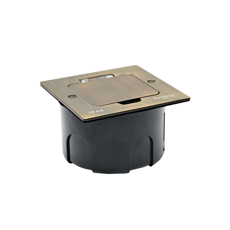 MultiDesk Лючок на 2 модуля IP44 с монтажной коробкой для стены, фальшпола, стола Античная ЛАТУНЬ, тип MDK20 — миниатюра 4