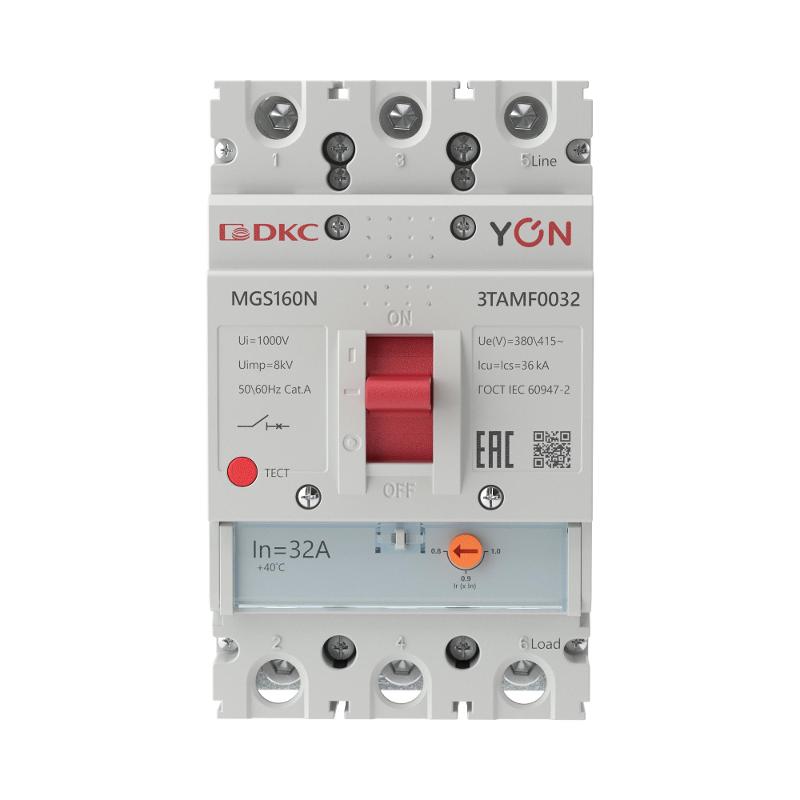 Авт. выкл.YON MGS1603P 25,6-32A36kA | MGS160N-3TAMF0032 | DKC — миниатюра 2