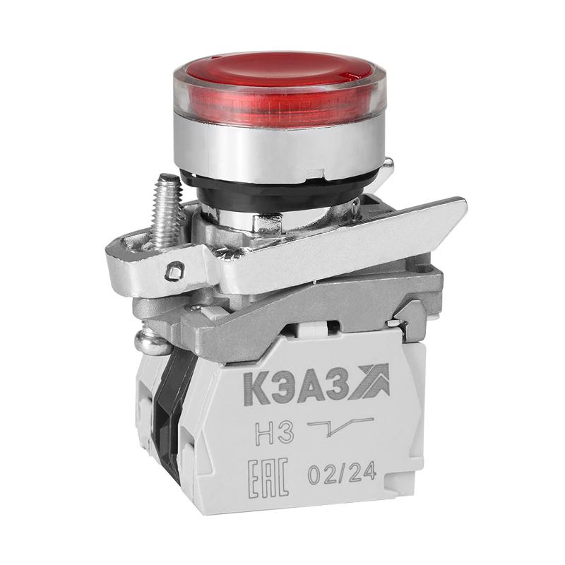 Кнопка КМЕ4610мЛС-220В-красный-1но+0нз-цилиндр-индикатор-IP65 | 248260 | КЭАЗ — КЭАЗ (Курский электроаппаратный завод)
