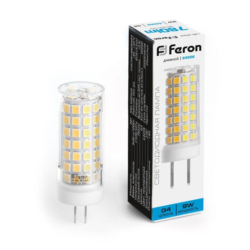 Лампа светодиодная, (9W) 230V G4 6400K JCD, LB-434 | 38145 | FERON — Feron