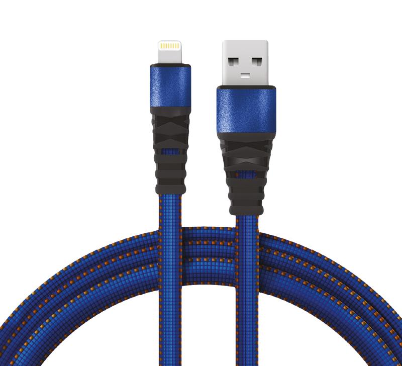 Кабель REXANT USB-Lightning 2.4 A, 1 м, синяя нейлоновая оплетка |18-7053 | REXANT — REXANT