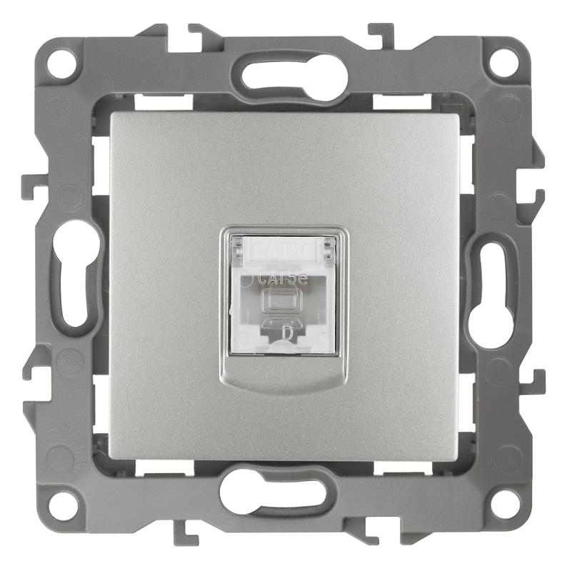 Розетка информационная 12-3107-03 RJ45,  алюминий  |Б0014725 | ЭРА — миниатюра 1