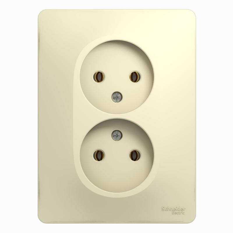 Glossa Бежевый Розетка 2-я без заземления (в сборе с рамкой) | GSL000220 | SE — Systeme Electric