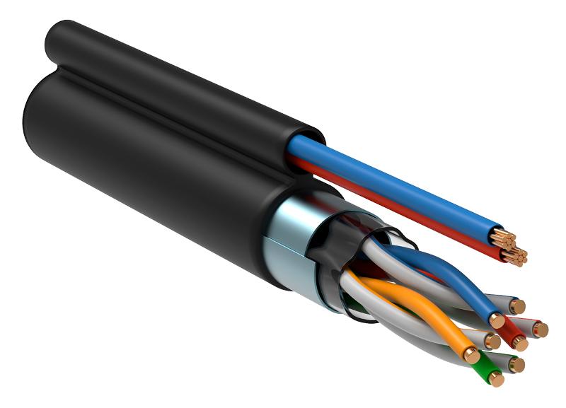 Каб. F/UTP 5E 4х2х24AWG LDPE каб. пит. 2x0,75, 305м чер. | LC3-C5E04-379 | ITK — ITK