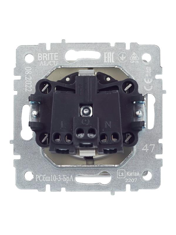 BRITE Розетка с заземлением со шторками с кр. 16А IP20 РСбш10-3-БрА алюминий | BR-R16-16-K47 | IEK — миниатюра 15