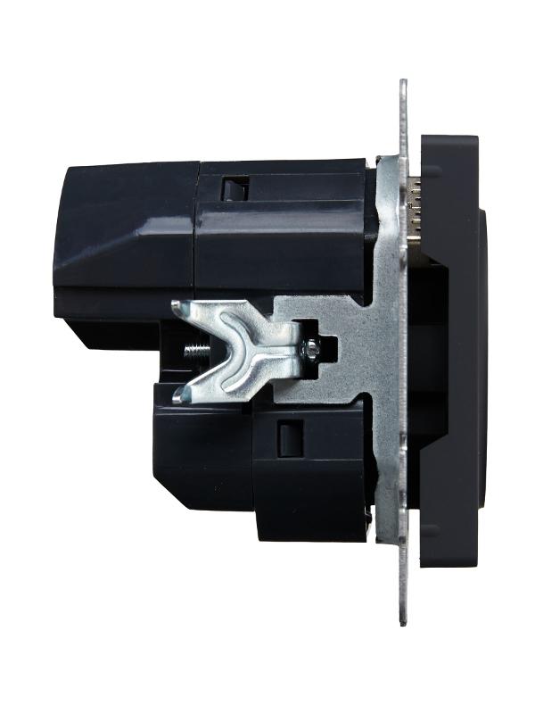 BRITE Розетка с заземлением со шторками 16А с USB A+A 2,1А РЮш10-1-БрГ графит | BR-R14-16-U21-D21-K53 | IEK — миниатюра 3