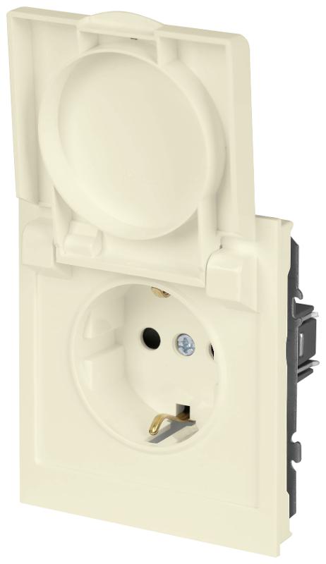 Розетка Arktik 16-2103-02 с заземлением 2P+E Schuko со шторками с крышкой 16А-250В слоновая кость | Б0070435 | ЭРА — миниатюра 5