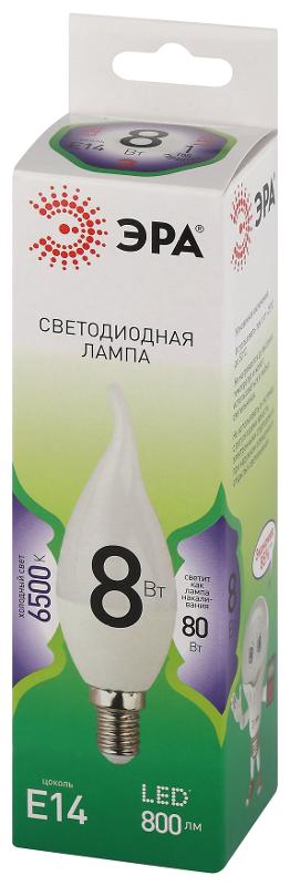 Лампа светодиодная  GREEN LINE LED BXS-8W-865-E14 GL E14 8 Вт свеча на ветру холодный свет | Б0067138 | ЭРА — миниатюра 5