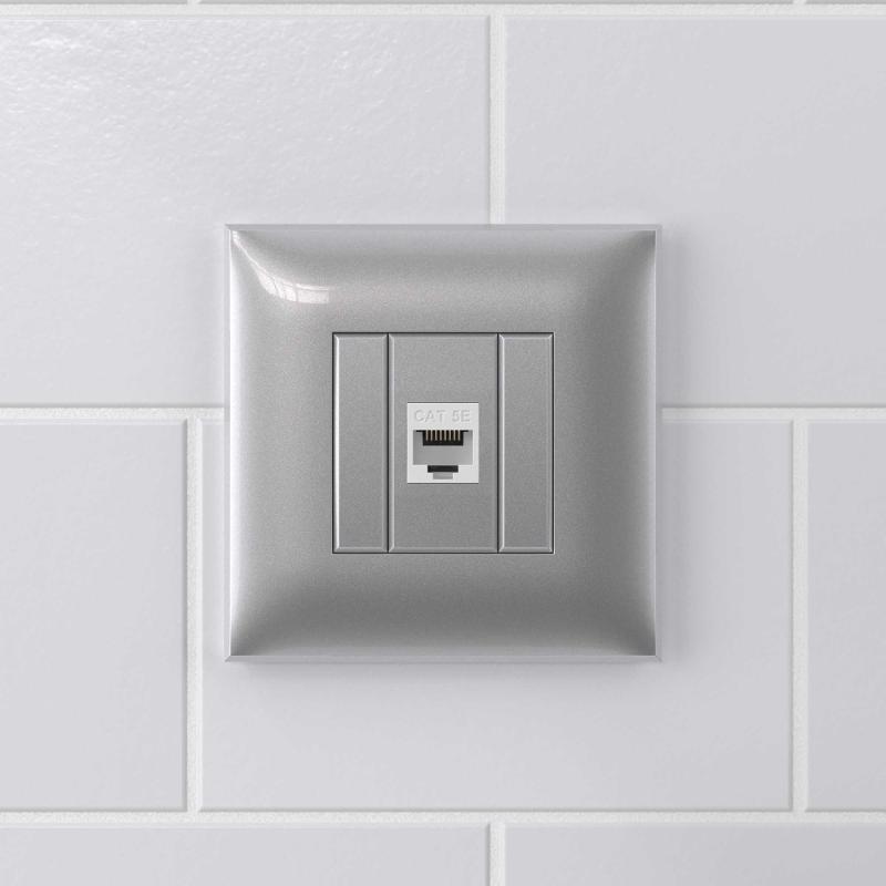 Компьютерная розетка RJ-45 без шторки в стену, кат.5е одинарная, "Avanti", "Закаленная сталь" | 4404663 | DKC — миниатюра 5